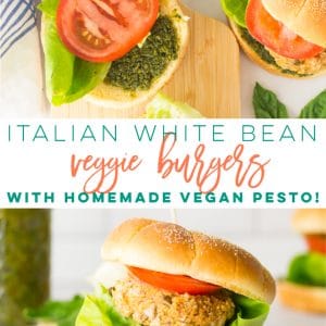 Italian White Bean Veggie Burgers -- This veggie burger recipe is so easy to make and tastes amazing! Toasted quinoa, white beans, and veggies come together to make these vegan and gluten-free patties! #vegan #glutenfree #veggieburger #plantbased | Mindful Avocado