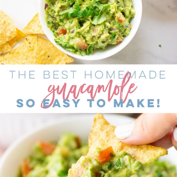 How To Make Easy Homemade Guacamole -- This easy guacamole recipe is so delicious and versatile. Loaded with fresh avocados, tomatoes, onions, and a hint of jalapeños, lime juice, and salt. This guacamole recipe is the BEST! #guacamole #vegan #vegetarian #healthysnack #keto #whole30 #paleo #glutenfree - Mindful Avocado
