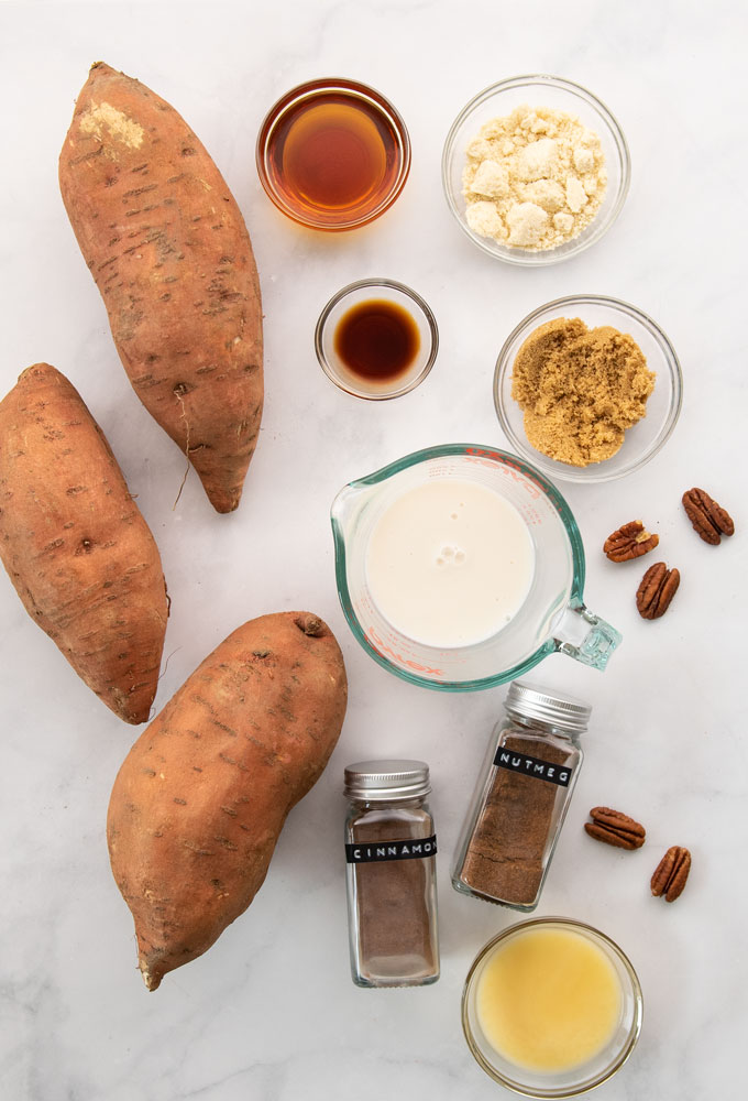ingredients for vegan sweet potato casserole
