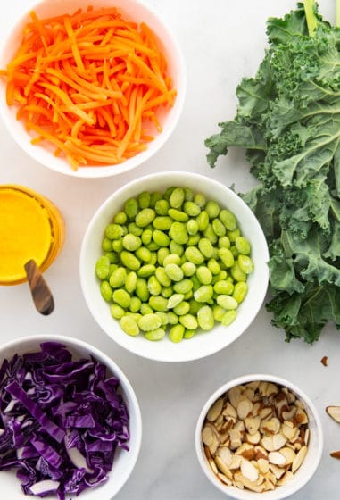 Asian Kale Salad with Carrot Ginger Dressing + VIDEO - Mindful Avocado