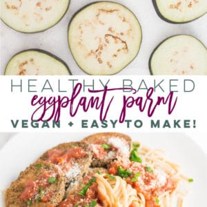 Vegan Eggplant Parmesan -- This eggplant parmesan recipe is as easy as they get! Only 5 ingredients are required to make this egg and dairy-free baked eggplant. Pair with some pasta and try this recipe for a healthy weeknight meal! #healthy #cleaneating #vegandinner #vegetarian #italianfood - mindfulavocado