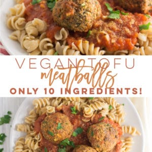 Easy Tofu Vegan Meatballs -- These plant-based meatballs make the PERFECT meal! Tofu, mushrooms, and seasonings make these veggieballs hearty, filling, and delicious. Pair with pasta and marinara sauce for a quick and easy weeknight dinner. #vegan #vegetariann #cleaneating #healthy #plantbased #pasta | mindfulavocado
