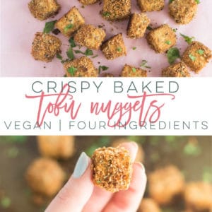 Baked Tofu Nuggets -- These breaded tofu nuggets are so easy to make and baked to perfection! Great for grain bowls, salads, on their own for a healthy meal. You're just FOUR ingredients away from making this delicious vegan recipe! #vegan #vegetarian #plantbased #healthy #cleaneating #tofu | mindfulavocado
