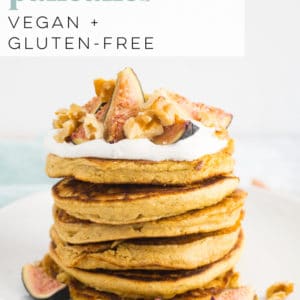 Chickpea Flour Pancakes -- These pancakes are vegan, gluten-free, oil and refined-sugar free! Top with fresh fruit, chopped nuts, and maple syrup for the ultimate sweet breakfast of champions #vegan #glutenfree #pancakes #breakfast #brunch #healthy | mindfulavocado
