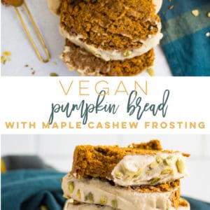 Vegan Pumpkin Bread with Maple Cashew Frosting -- This easy pumpkin bread recipe only requires one bowl and a hand full of simple ingredients. Topped with a maple cashew frosting, this moist pumpkin bread recipe is the BEST! #fallrecipes #thanksgiving #holidays #vegan #dessert #pumpkin #pumpkinbread | Mindful Avocado