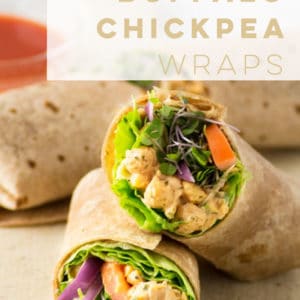 Vegan Buffalo Chickpea Wraps -- Buffalo chickpea salad makes the best vegan sandwich filler! A creamy salad with a punch of hot sauce, this recipe is the best for a vegan lunch. #vegan #lunch #chickpeas #hotsauce #plantbased | Mindful Avocado