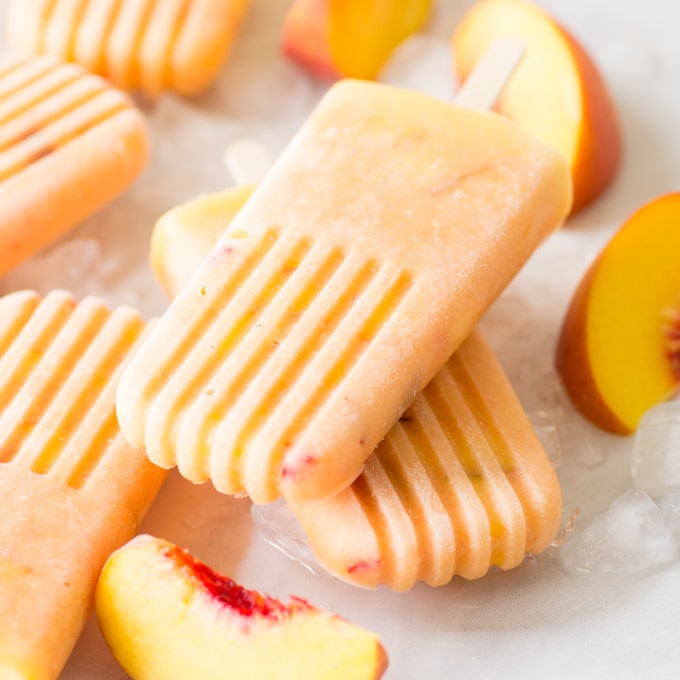 vegan homemade peach popsicles