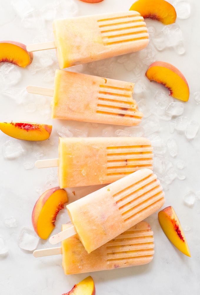 vegan peach popsicles with fresh peaches