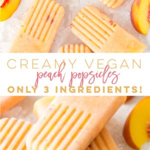 Healthy Vegan Peach Popsicles -- So easy to make and only require 3 ingredients! Made dairy-free, this creamy peach popsicle recipe is PERFECT for Summer! #peachpopsicles #popsiclerecipes #veganpopsicles #summerdessert #vegan | Mindful Avocado