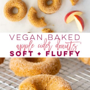 Vegan Apple Cider Donuts -- This baked donut recipe is PERFECT for Fall! Full of apple flavor and adorned with a sweet and crunchy cinnamon sugar topping. This easy vegan donut recipe is a MUST TRY! #vegandonuts #veganbaking #applecider #falldesserts #appleciderdonuts | Mindful Avocado